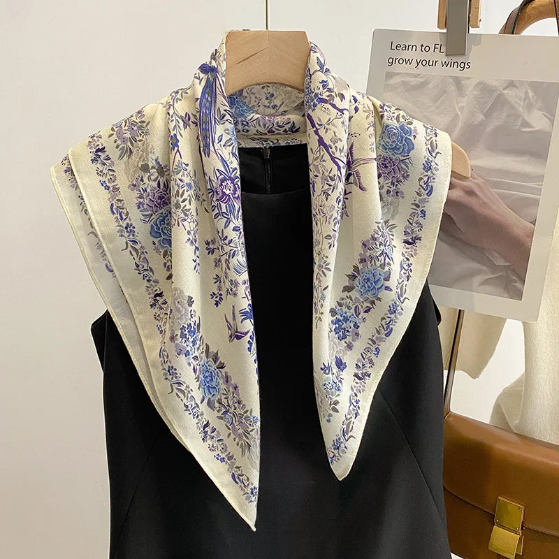 Cotton Square Scarf for Women Lightweight Printed Neckerchief Hair Wrap 27 Inches Bandana Versatile Headscarf Fashion Accessory | Lonoma