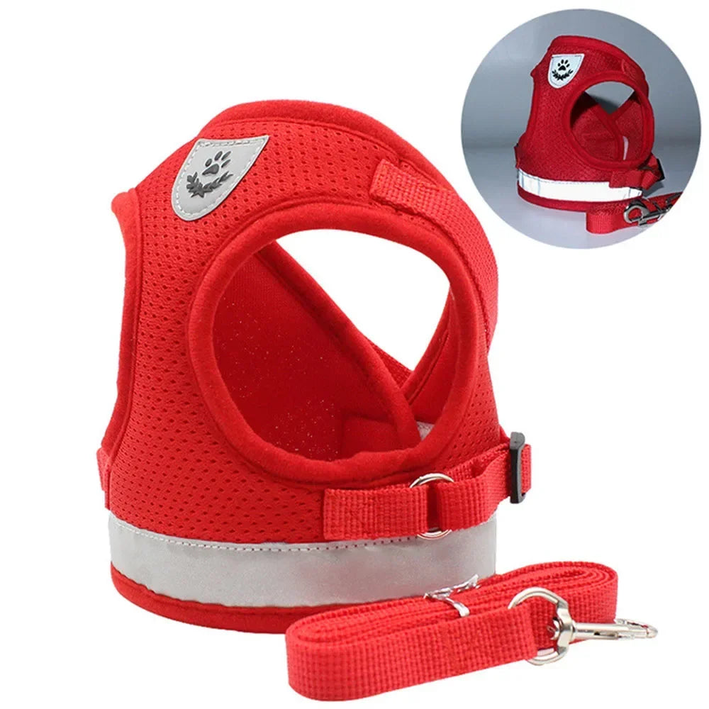 Cat Harness Reflective Mesh Adjustable Escape-Proof Vest Lead Set Small Pet Puppy Walking | Koossa