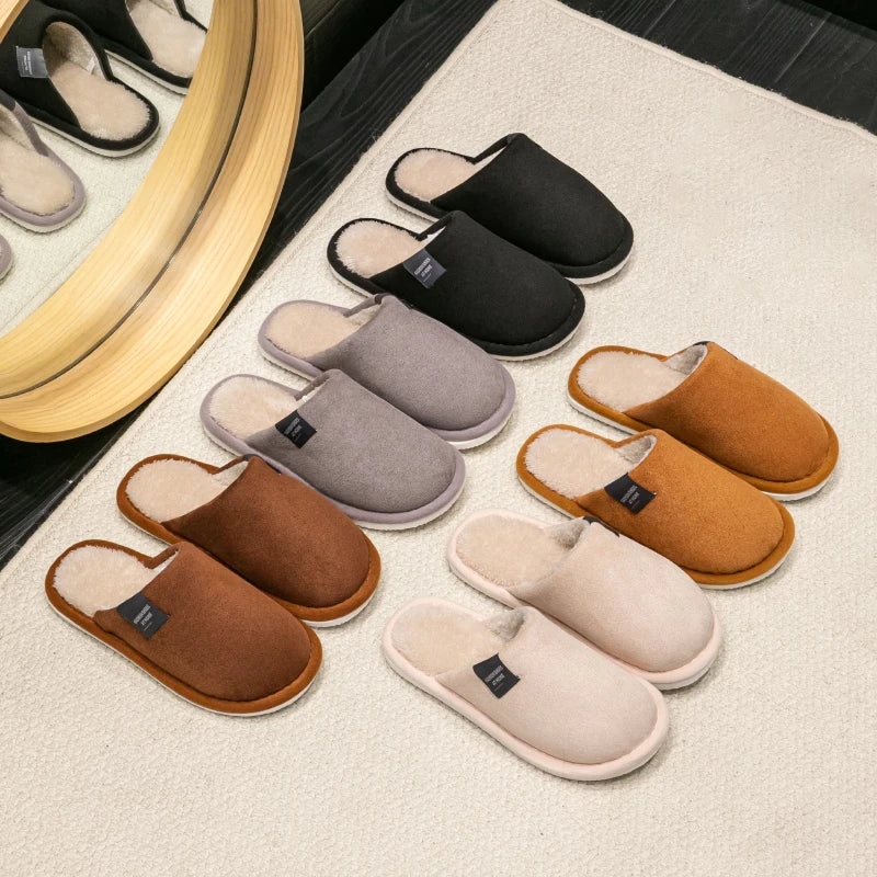 Men's Suede House Slippers Indoor Winter Shoes Quiet Non-Slip Cushioned Warm Slip-On Moccasins for Fall Cold Weather Guest Bedroom | Lonoma