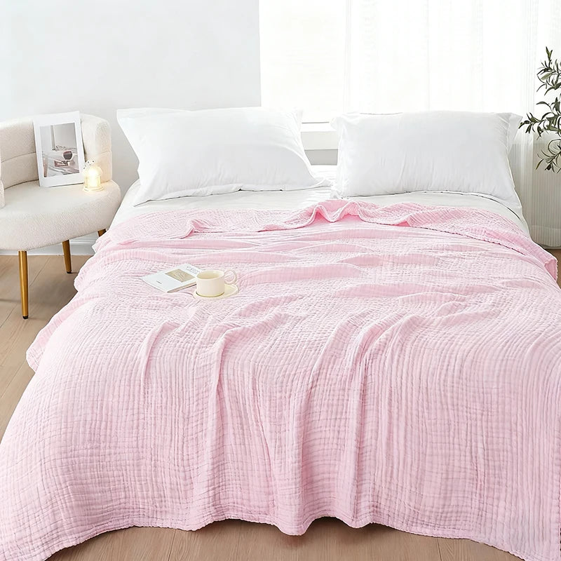 Six-Layer Cotton Gauze Throw Blanket Lightweight Breathable All-Season Coverlet for Couch Living Room Bedroom Adults | Lonoma