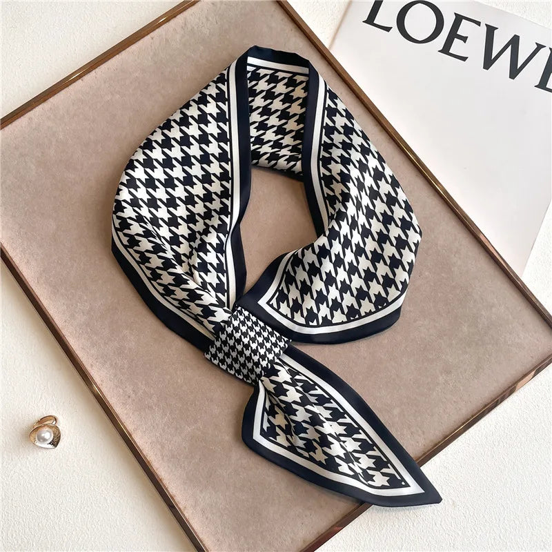 Satin Skinny Neck Scarf with Equestrian Print for Women – Versatile Hair Ribbon, Wrist Wrap, Bandana & Handbag Tie – 30 × 5 in Silky | Lonoma