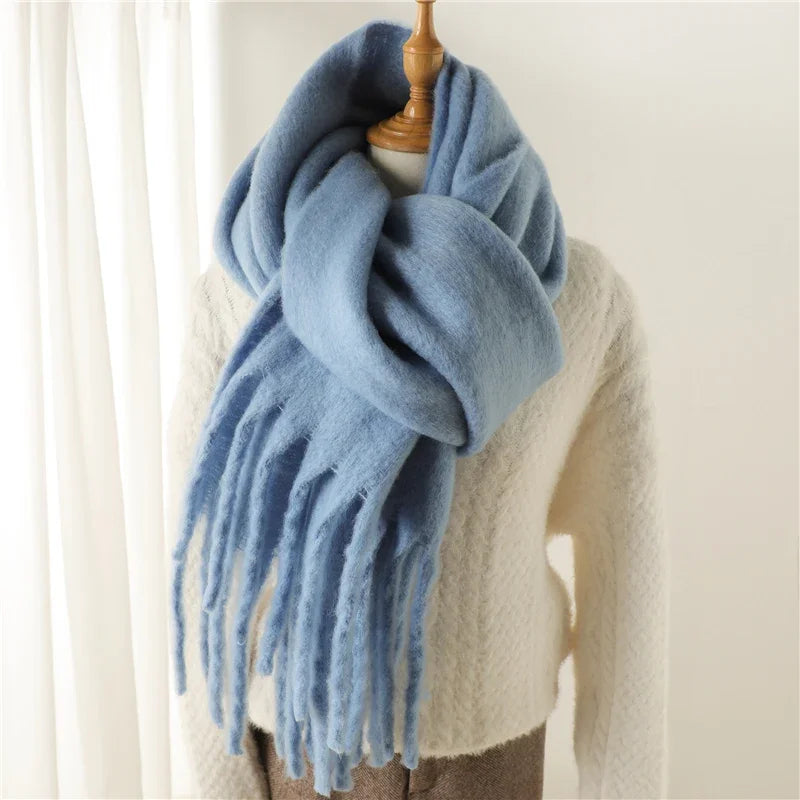 Oversized Tassel Wrap Shawl for Women – Soft Viscose Blend Blanket Scarf 94 x 15 Inches for Cold Weather | Lonoma