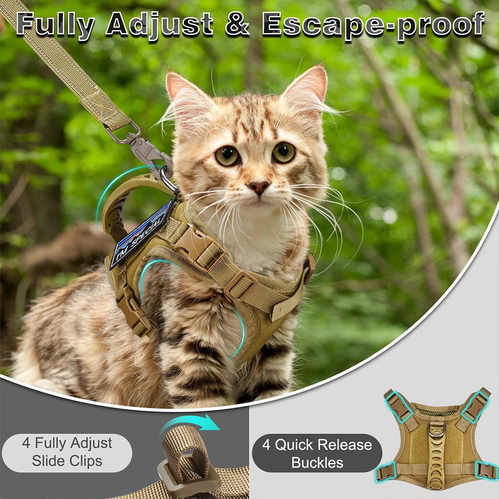 Cat Harness Tactical No-Pull Adjustable Escape-Proof Handle Mesh Vest Walking Large Small Dog | Koossa
