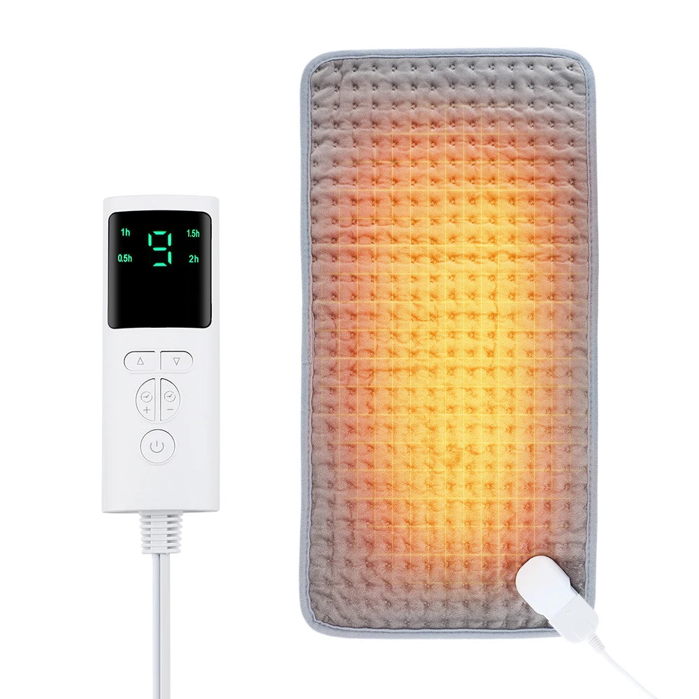 Plush Warming Pad for Personal Comfort 23.6 × 11.8 Inches 10 Adjustable Heat Settings Timer Function Gray for Hands Back Legs Couch Home | Lonoma