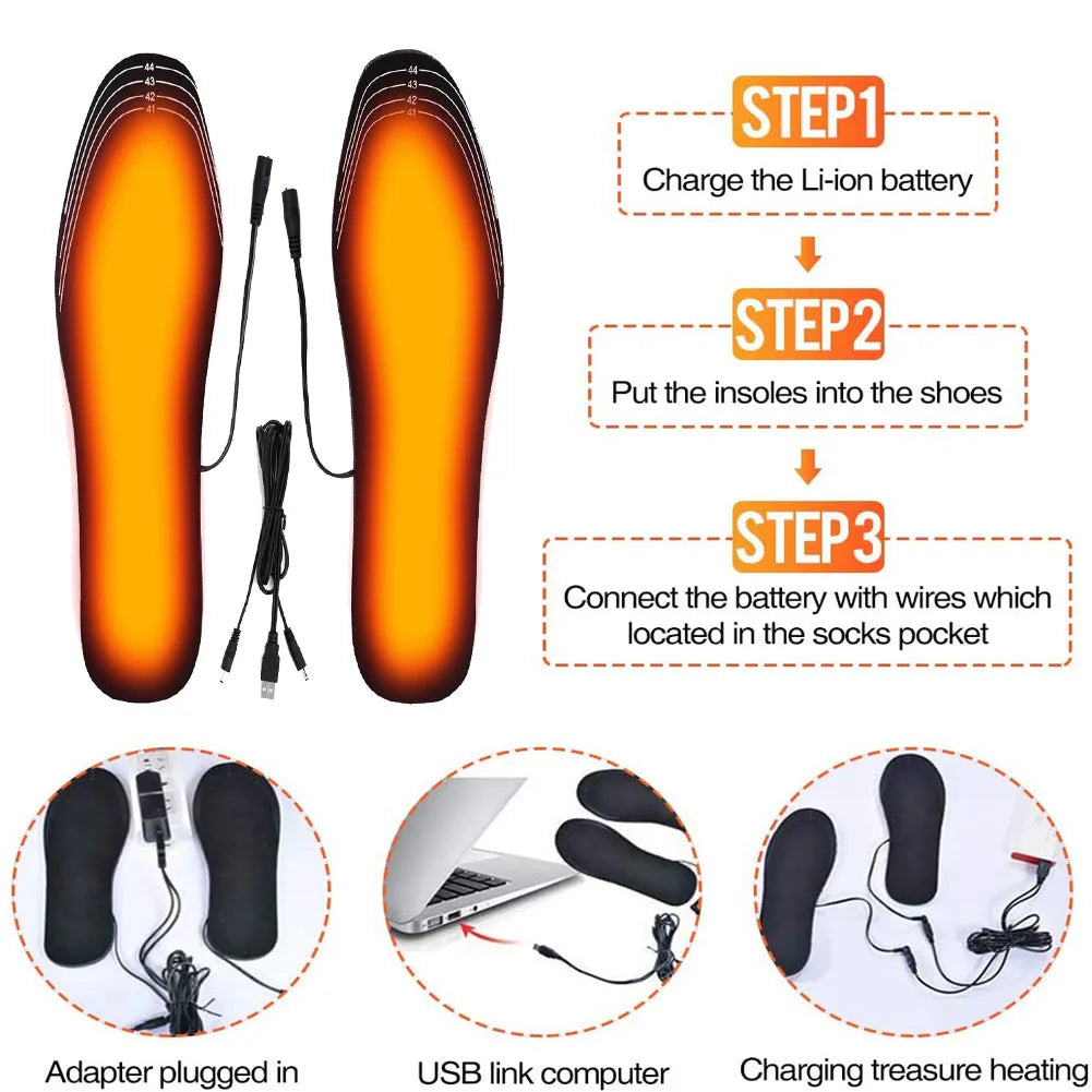 USB Powered Heated Insoles Trimable Carbon Fiber Foot Warmers for Winter Outdoor Activities Skiing Hiking | Lonoma