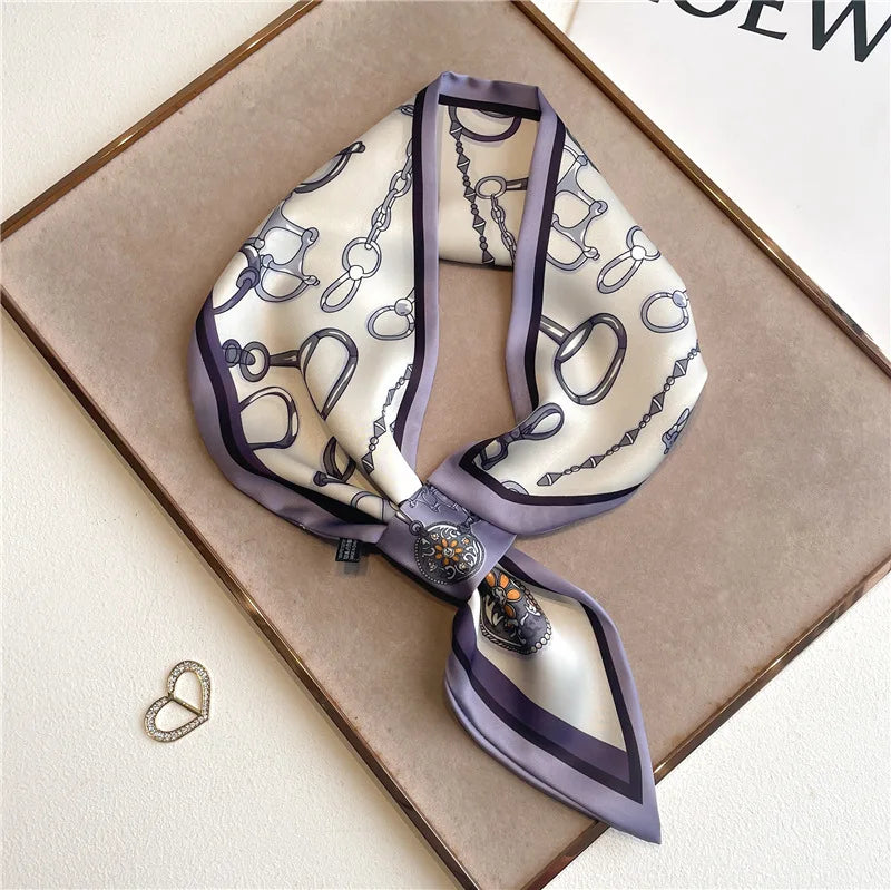 Satin Skinny Neck Scarf with Equestrian Print for Women – Versatile Hair Ribbon, Wrist Wrap, Bandana & Handbag Tie – 30 × 5 in Silky | Lonoma