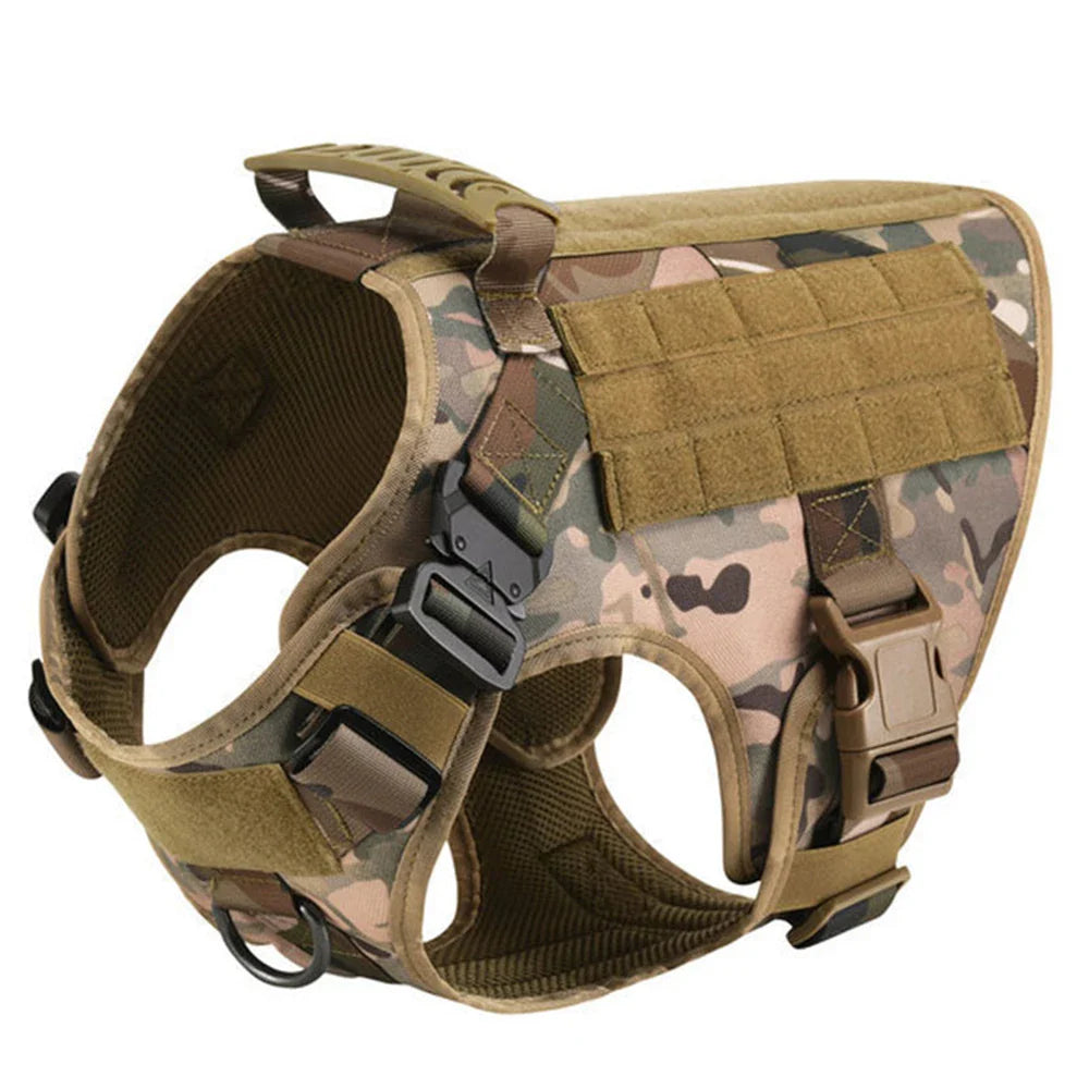 Tactical Dog Harness Heavy Duty Handle 1050D Nylon MOLLE No-Pull Adjustable Large Breeds Training Outdoor Walking Harness Metal D-Ring | Koossa