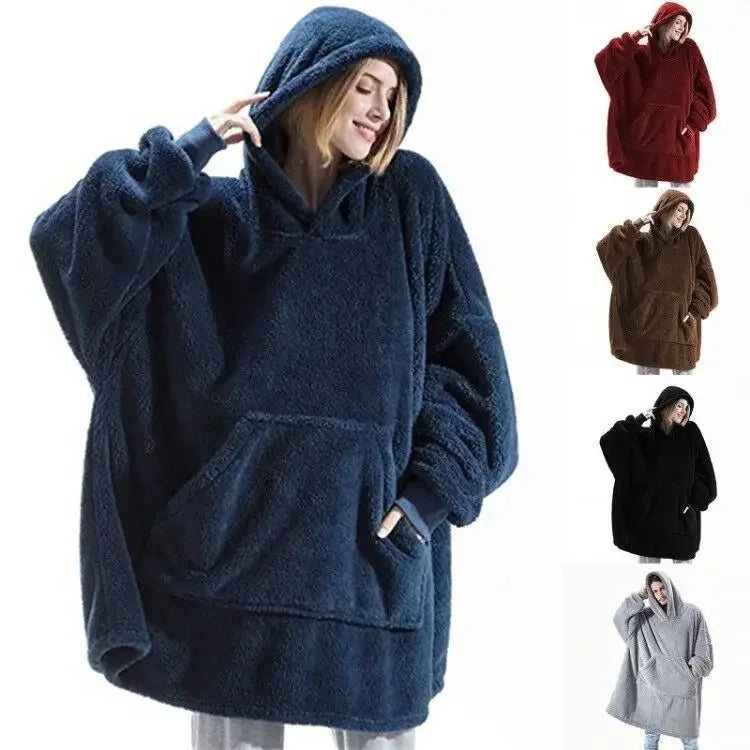 Hoodie deken - Herfst Winter Comfortabele Losse Draagbare Dekens Dubbelzijdige Fleece Hoodie Verdikte Draagbare Dekens voor Koppels Nieuwe Loungewear