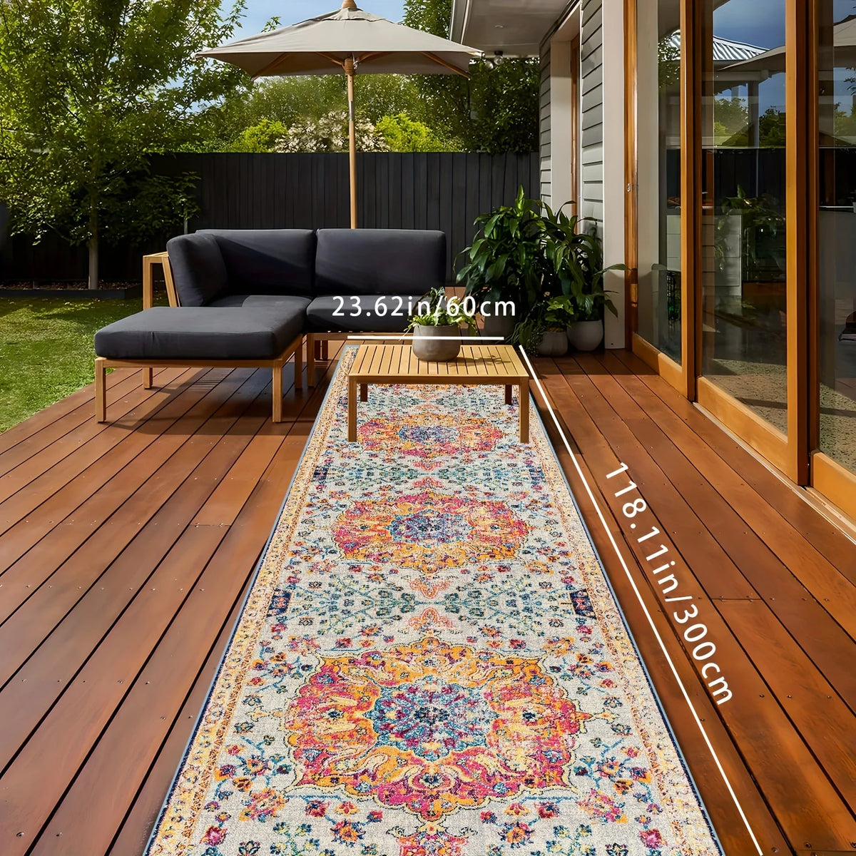 Bohemian Runner Rug for Hallway Kitchen Entry Bedroom – Waterproof Non-Slip Floor Mat – Polyester Woven Carpet for Home Entryway | Lonoma