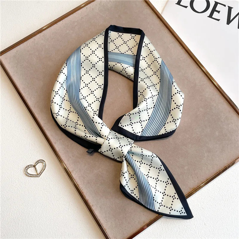 Satin Skinny Neck Scarf with Equestrian Print for Women – Versatile Hair Ribbon, Wrist Wrap, Bandana & Handbag Tie – 30 × 5 in Silky | Lonoma