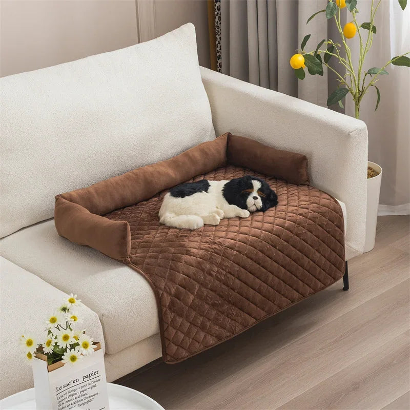 Dog Sofa Blanket Quilted Velvet Raised Edge Small Medium Large Washable Furniture Protector Pet Bed Cover | Koossa