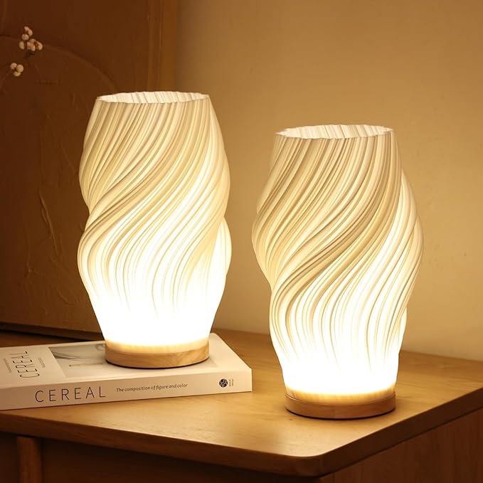 Lampe à poser en verre ondulé et fer dimmable E14 LED éclairage décoratif chambre salon design sculptural | Koossa