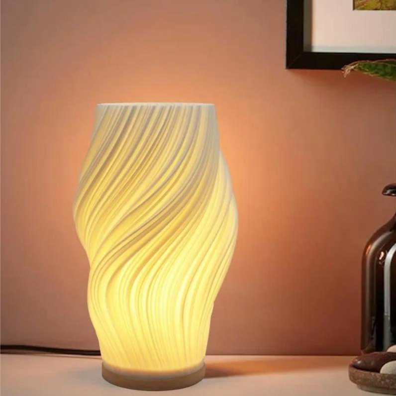 Lampe à poser en verre ondulé et fer dimmable E14 LED éclairage décoratif chambre salon design sculptural | Koossa