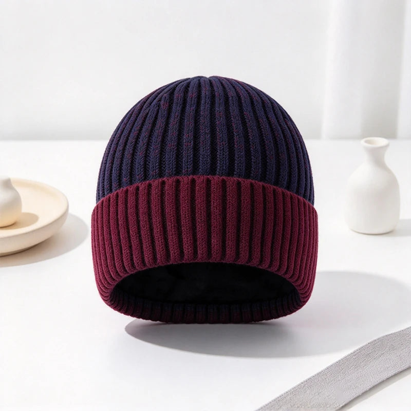 Men's Fleece-Lined Knit Beanie Winter Hat with Cuff Warm Thermal Skull Cap for Everyday Cold Weather | Lonoma