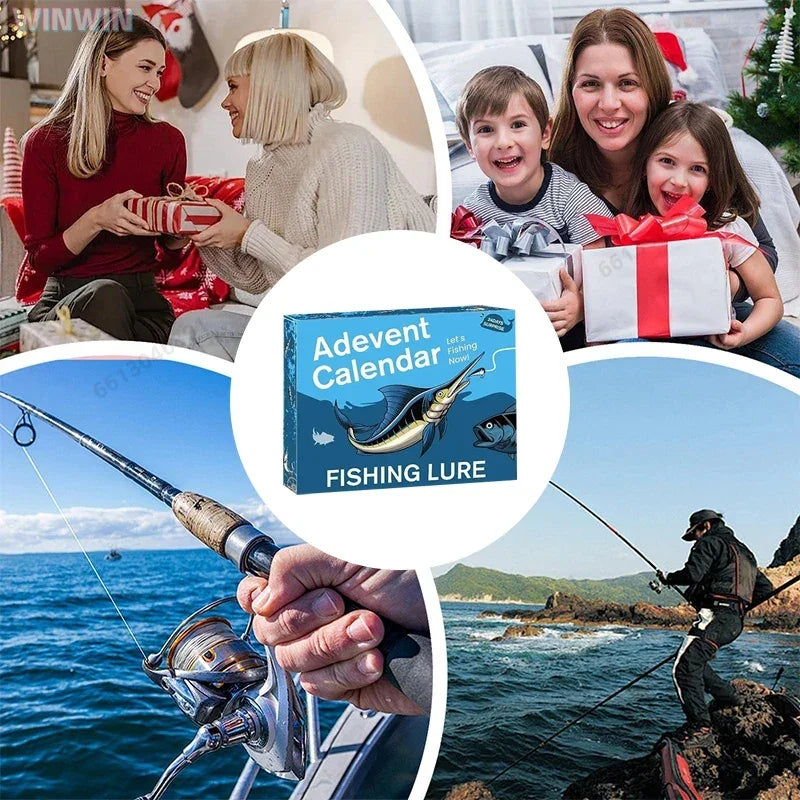 Fishing Advent Calendar 24-Day Tackle Countdown with Lures Hooks Baits for Bass Trout Fishermen Anglers Freshwater Saltwater Holiday Gift | Lonoma