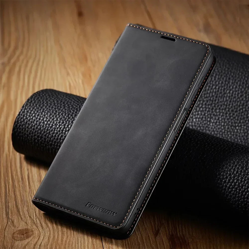 Étui portefeuille en cuir magnétique Samsung avec rabat porte-cartes protection élégante et fonctionnelle | Koossa
