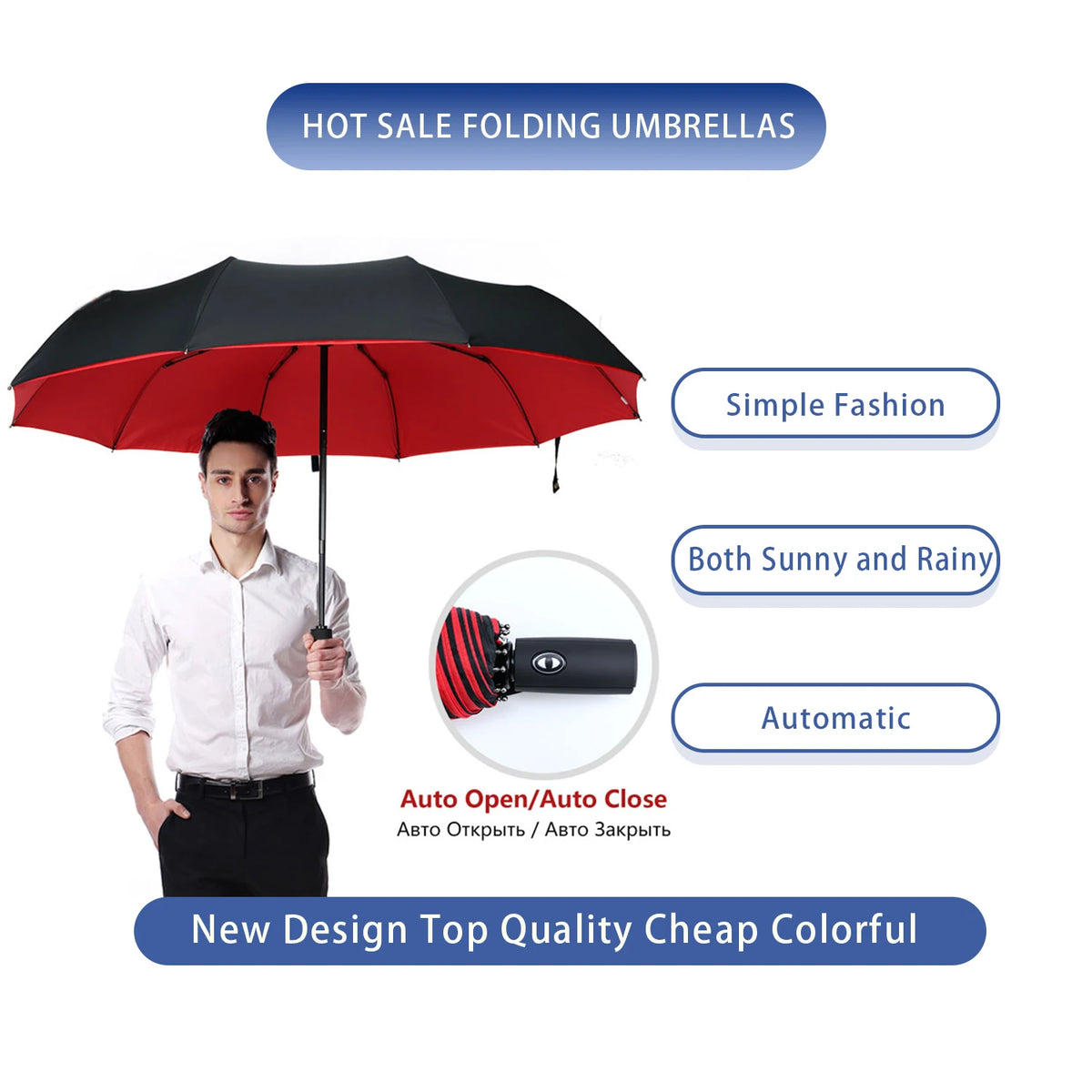 Automatic Open Close Umbrella Compact Folding Windproof Rain Travel Canopy for Women Men Commute Daily Use Storm Protection | Lonoma