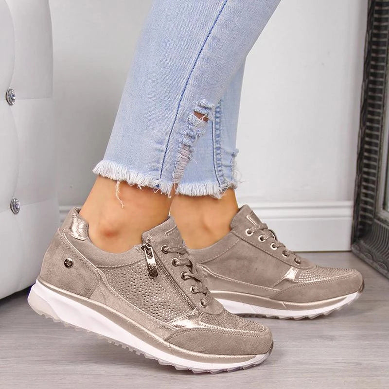 Women's Slip-On Walking Trainers in Grey, Blue, Green & Khaki – Lightweight Casual Footwear for Everyday Comfort | Koossa