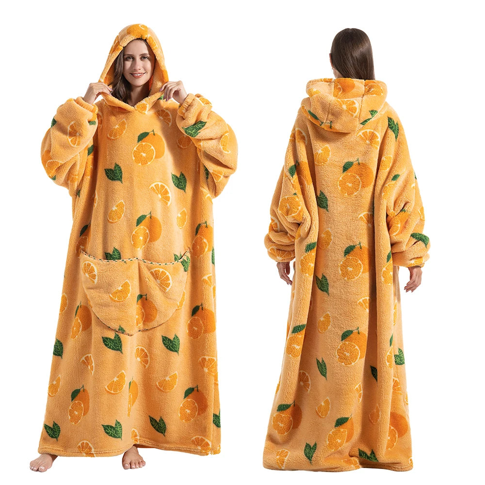 Oversized Wearable Blanket Hoodie with Sleeves Sherpa Fleece Throw for Adults Cozy Soft Plush Winter Loungewear Women Men | Lonoma