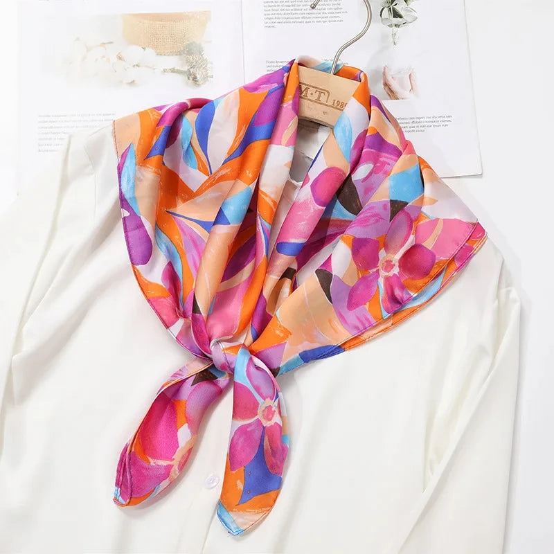 Printed Square Scarf 27.5 × 27.5 in Polyester Silk-Feel Headband Neck Wrap Hair Accessory for Women Spring Summer Fall Winter Versatile | Lonoma
