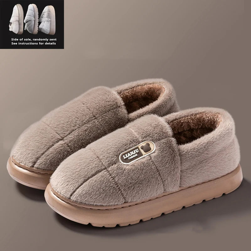 Plush House Slippers for Men and Women Unisex Anti-Slip Indoor Cotton Slippers Warm Fleece Lined Winter Footwear | Lonoma