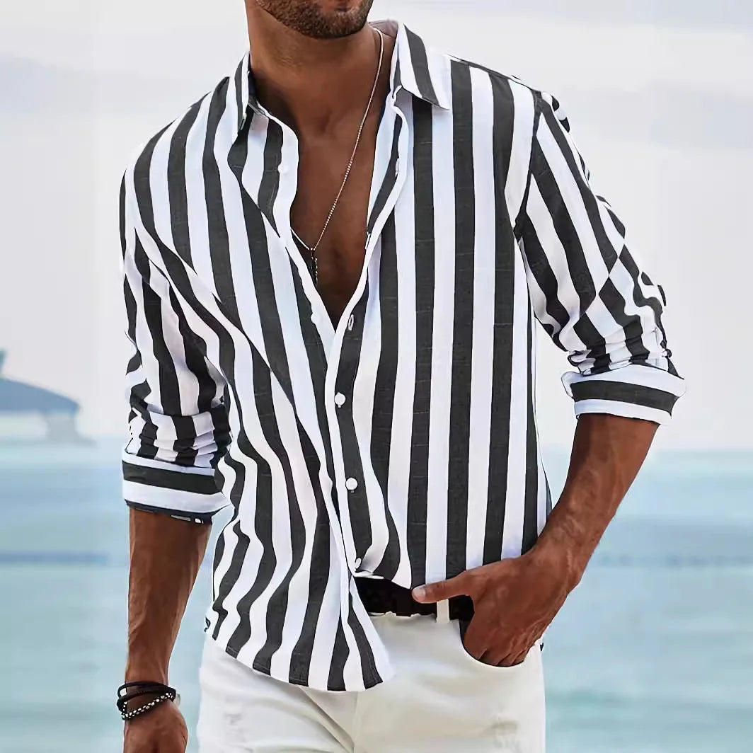 Men's Classic Striped Shirt — Long-Sleeve Summer Shirt for Smart-Casual Wear & Weekend Style | Koossa