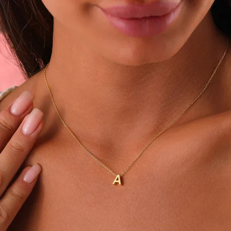 Personalized Initial Letter Necklace Stainless Steel Adjustable Chain Pendant Minimalist Jewelry for Women Everyday Wear Layering | Lonoma