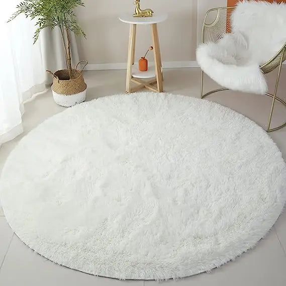Tapis rond shaggy doux 160 cm pour chambre d'enfant antidérapant mousse à mémoire de forme confort optimal | Koossa