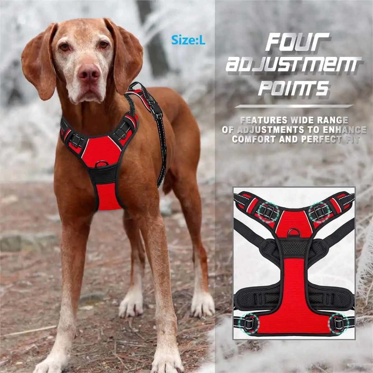 Dog Harness No Pull Front Clip Reflective Heavy Duty Handle Large Medium Adjustable Padded Vest Walking Training | Koossa