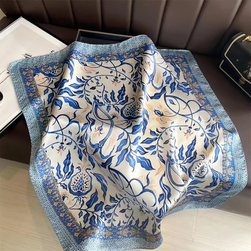 Printed Square Scarf 27.5 × 27.5 in Polyester Silk-Feel Headband Neck Wrap Hair Accessory for Women Spring Summer Fall Winter Versatile | Lonoma