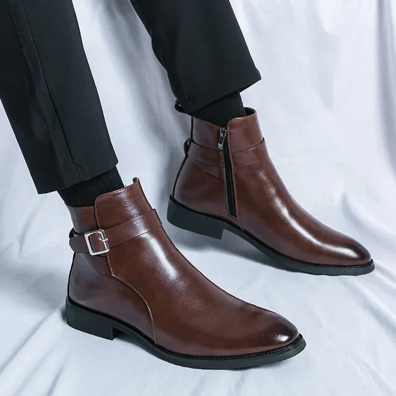 Men's Chelsea Boots in Supple Leather with Elasticated Side Gussets | Classic Ankle Boots for Smart Casual and Formal Occasions | Koossa