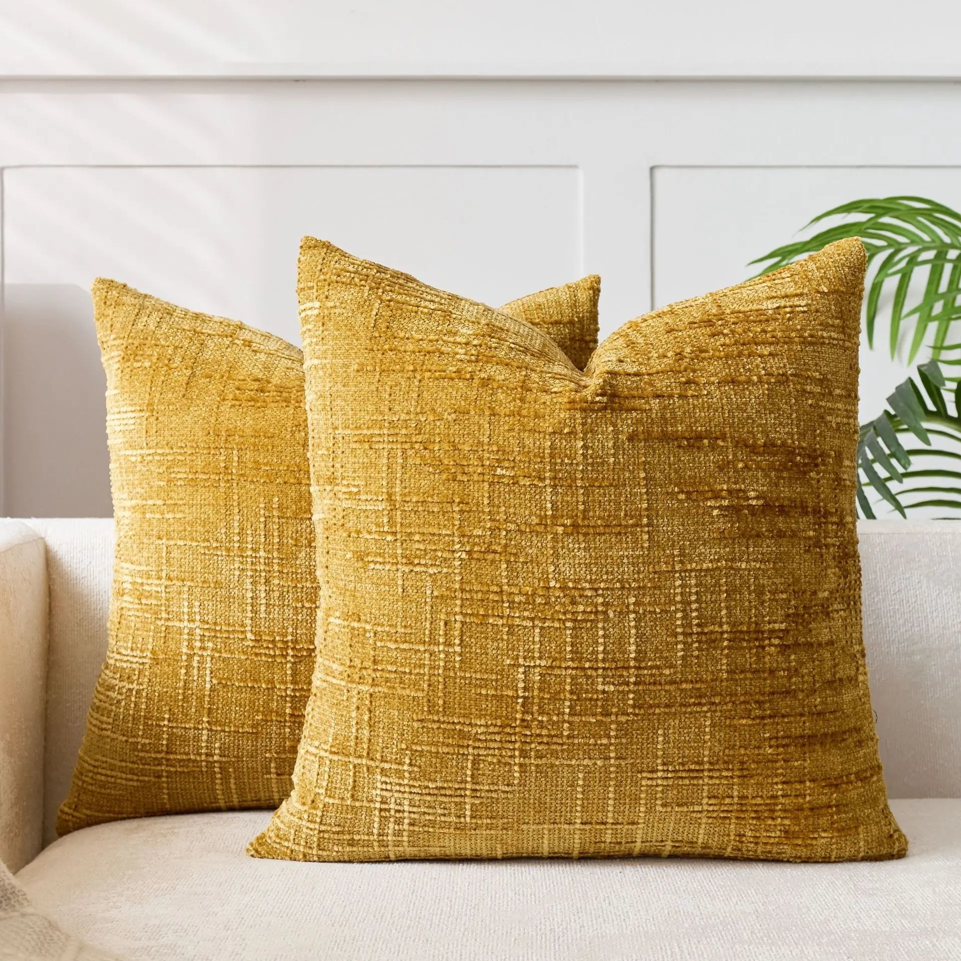 Housse de Coussin Chenille Effet Bambou Uni 45 cm pour Canapé et Chambre à Coucher Décoration Intérieure | Koossa