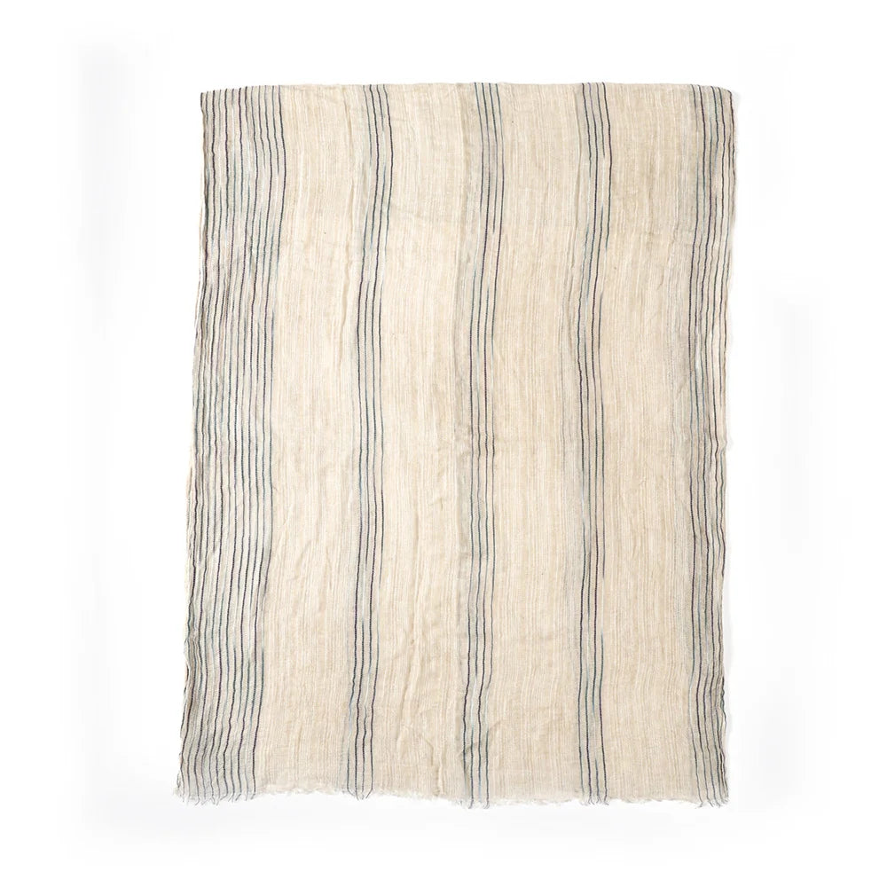 Striped Cotton Linen Scarf for Men with Tassels - Lightweight Neck Wrap for Fall Winter - Versatile Fashion Accessory Shawl | Lonoma