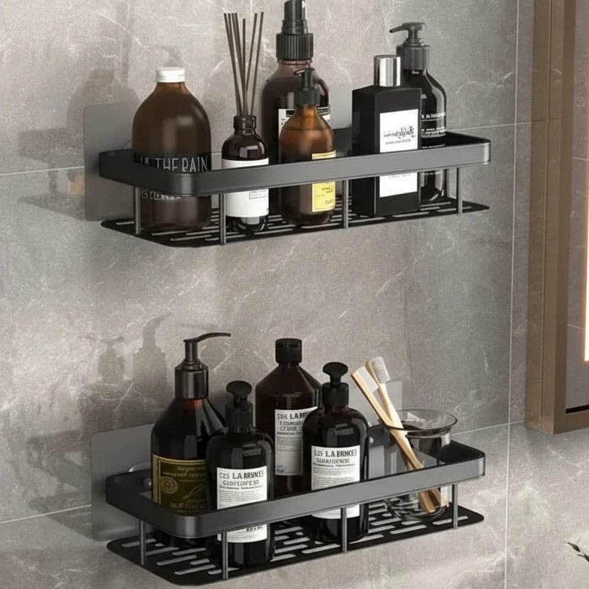 Adhesive Bathroom Shelf Corner Triangle Rectangle Organizer No Drill ABS Stainless Steel for Shower Wall | Lonoma