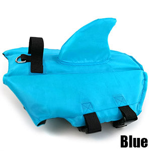Dog Life Jacket Shark Fin Buoyant Diving Fabric French Bulldog Swim Vest Quick-Release Buckle Grab Handle D-Ring Water Safety | Koossa