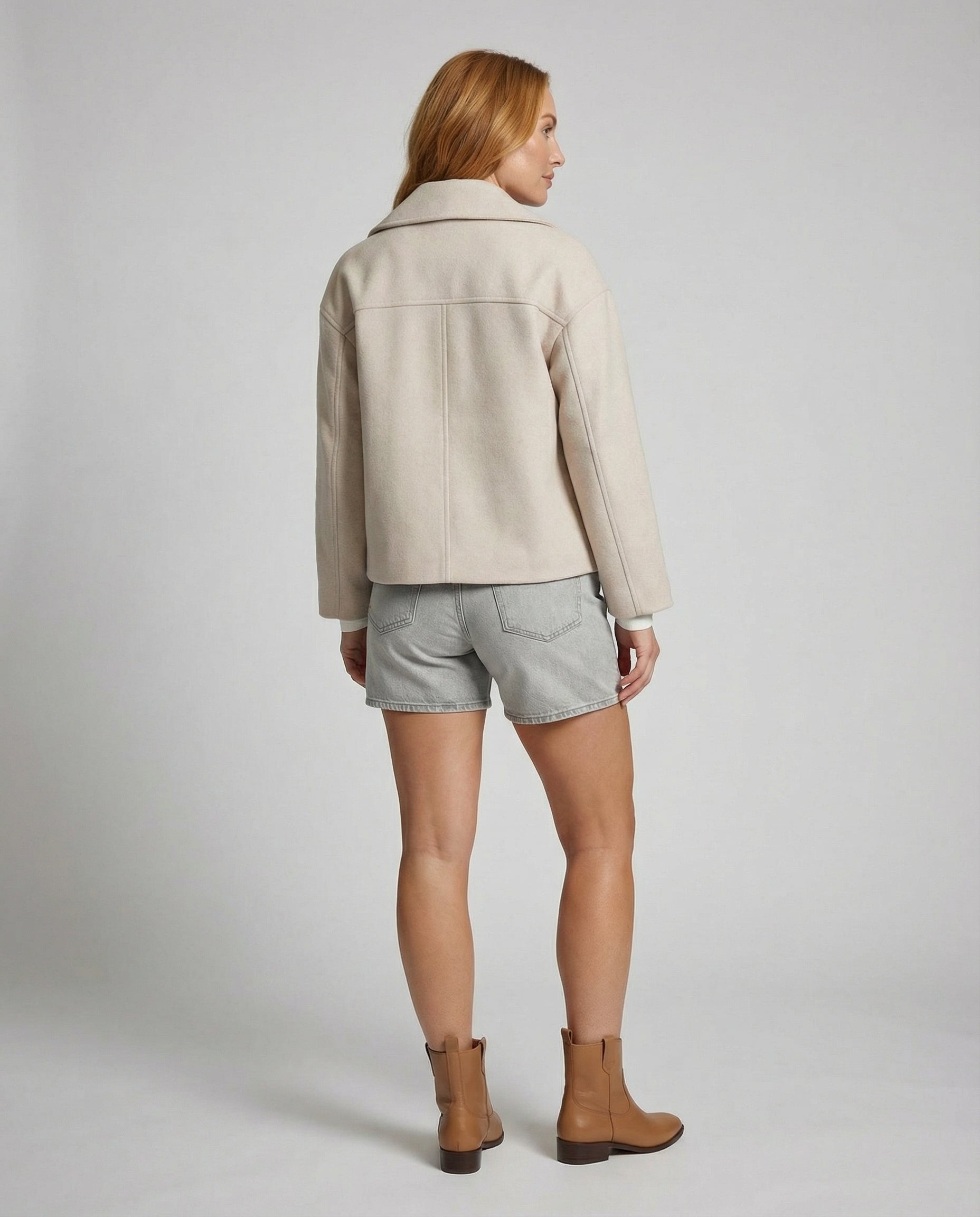 Women's Double-Breasted Cropped Jacket — Classic Tailored Blazer with Notched Collar for Smart Casual & Office Wear | Koossa