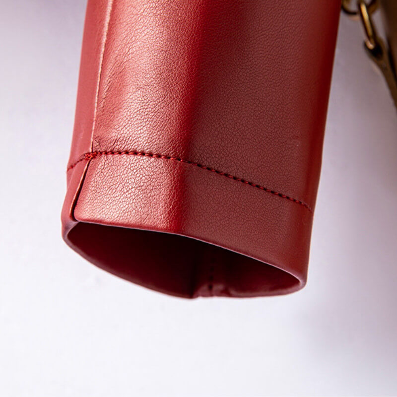 Women's Tailored Faux Leather Biker Jacket in Black, Red & Beige for Evening & Weekend | Koossa
