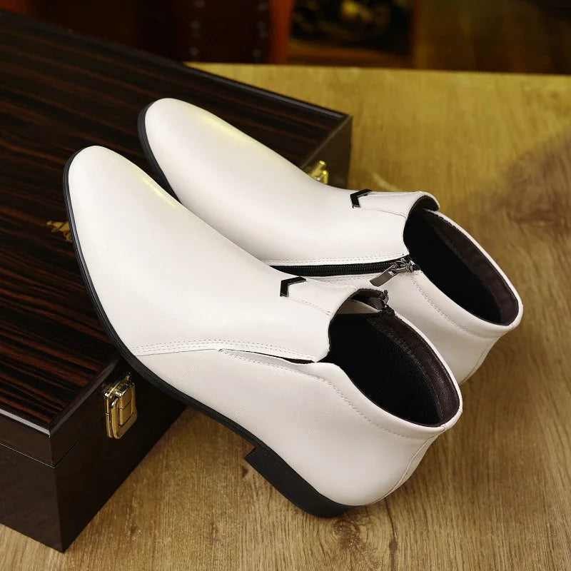 Men's Pointed Toe Ankle Boots Zipper Closure Formal Chelsea Booties Office Work Evening | Lonoma