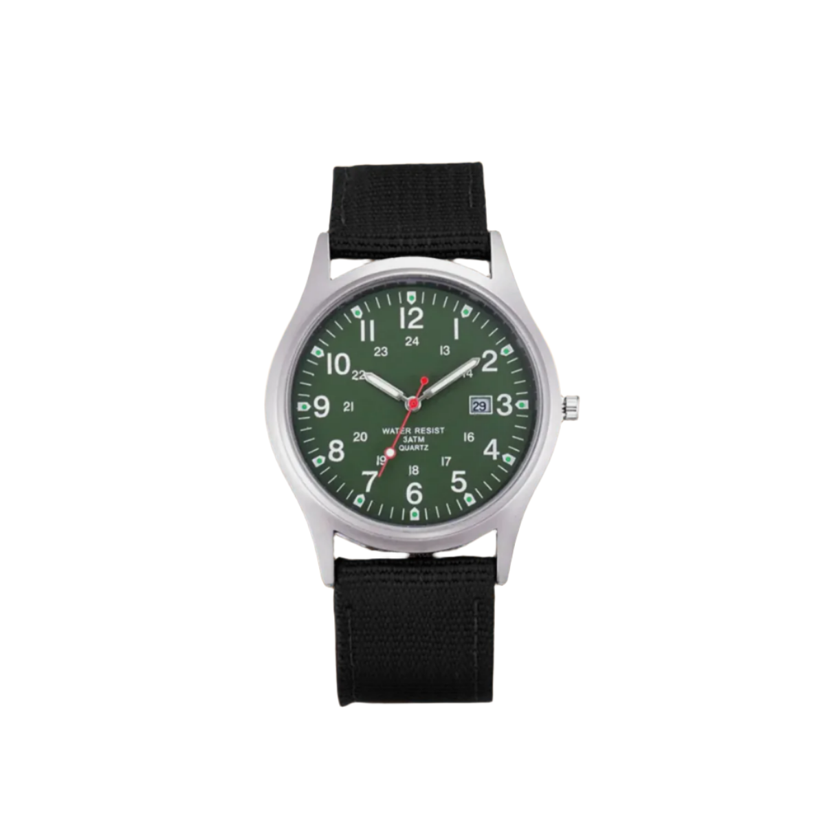 Men's Analog Field Watch with Arabic Numerals, Fabric Strap, Date Window, 24-Hour Scale for Outdoor Hiking Camping Travel | Lonoma
