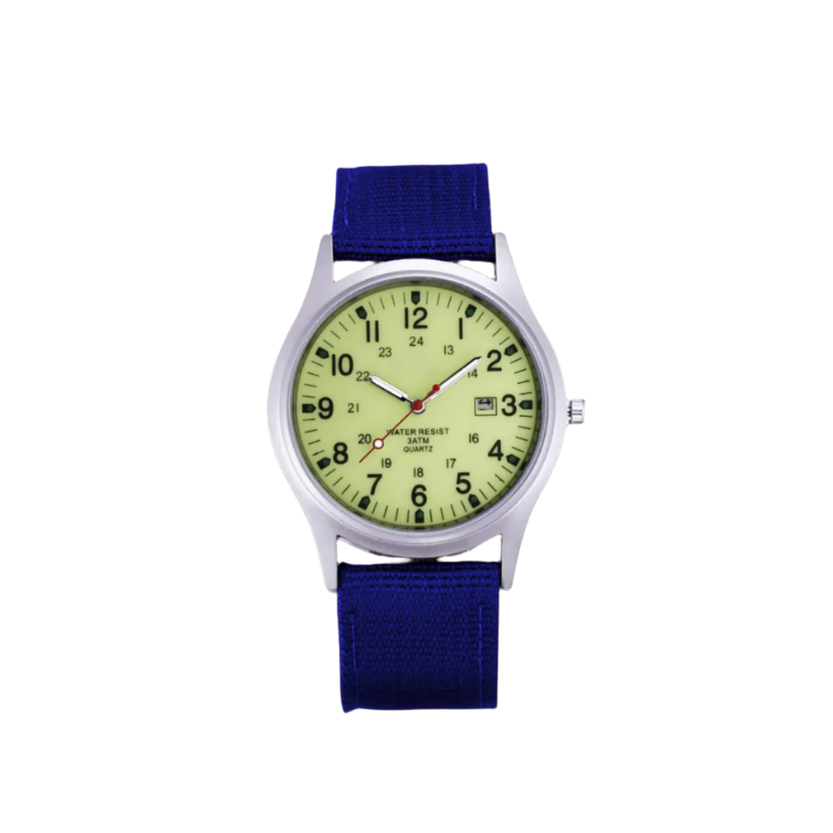 Men's Analog Field Watch with Arabic Numerals, Fabric Strap, Date Window, 24-Hour Scale for Outdoor Hiking Camping Travel | Lonoma
