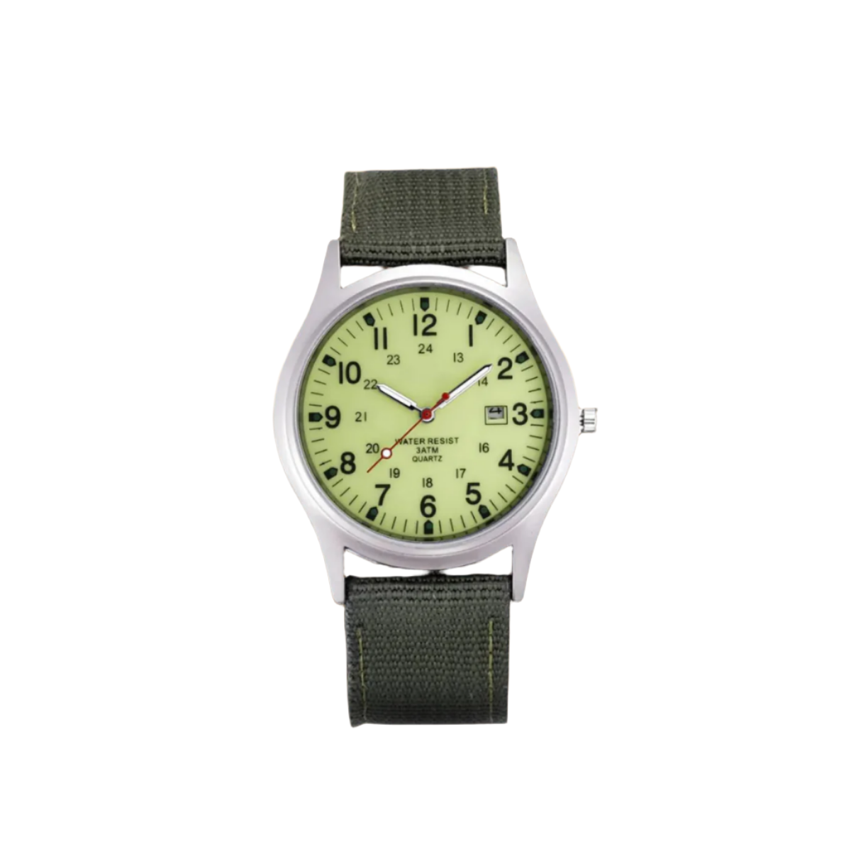 Men's Analog Field Watch with Arabic Numerals, Fabric Strap, Date Window, 24-Hour Scale for Outdoor Hiking Camping Travel | Lonoma