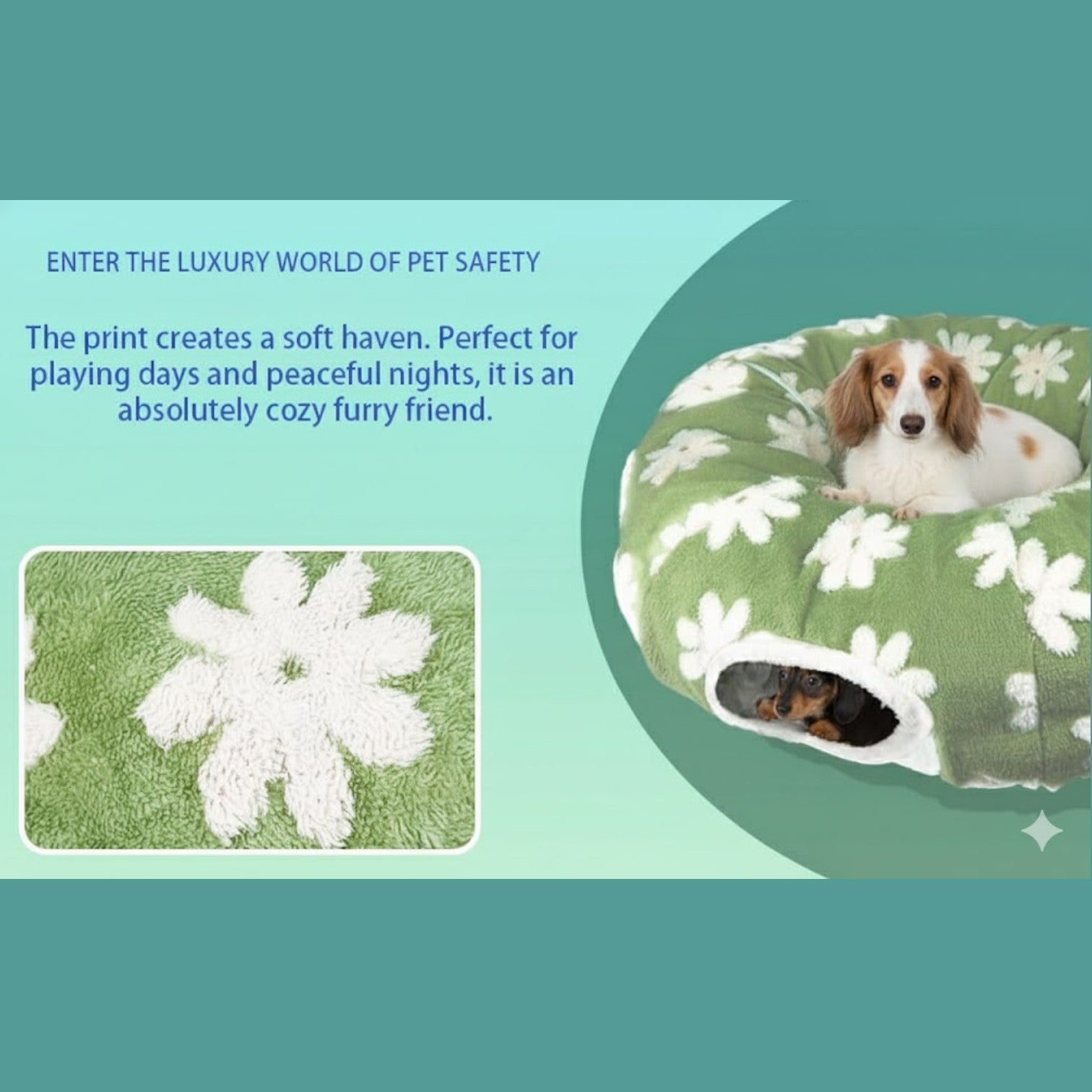 Dachshund Tunnel Bed 3-in-1 Sherpa Fleece Convertible Burrow Hideout Play Tunnel Dog Cave Bed Non-Slip Washable | Koossa
