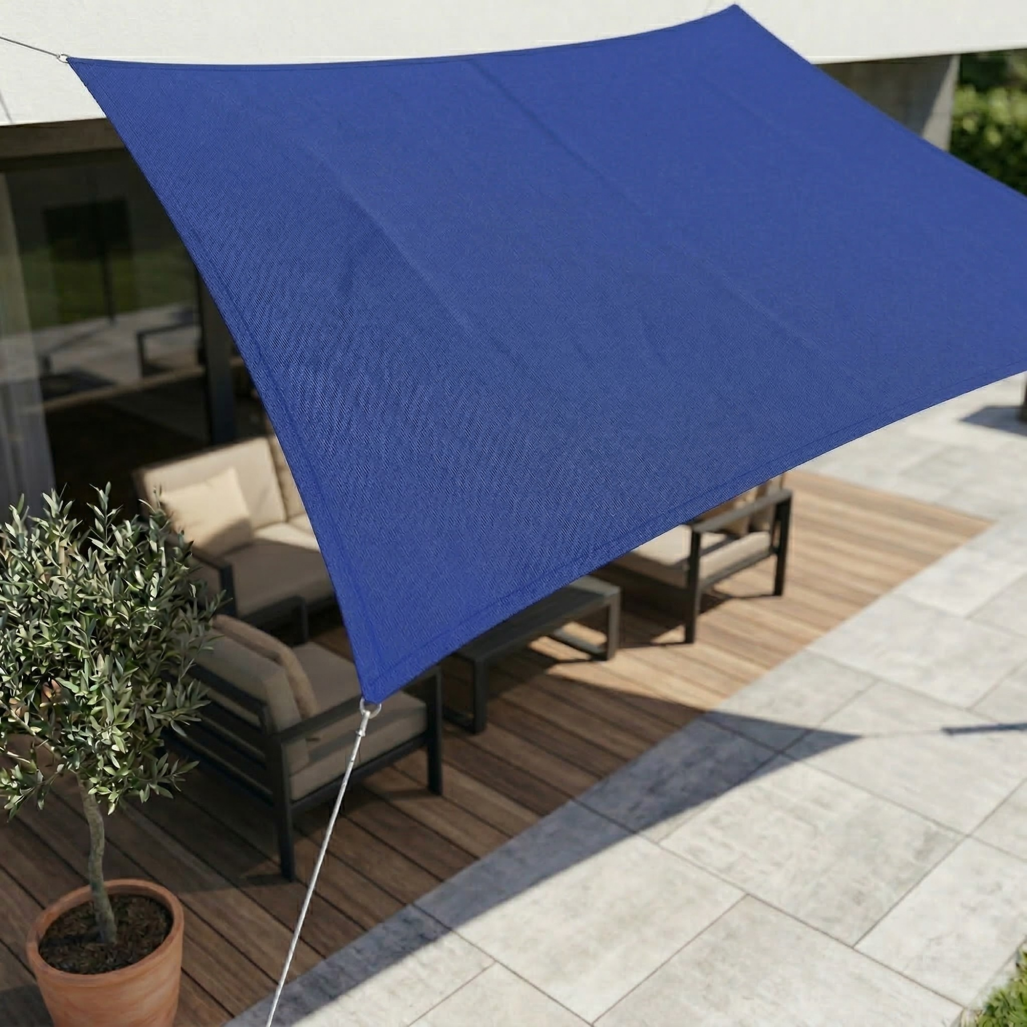Voile d'ombrage rectangulaire étanche en polyester enduit PU avec protection UV pour terrasse balcon et jardin | Koossa