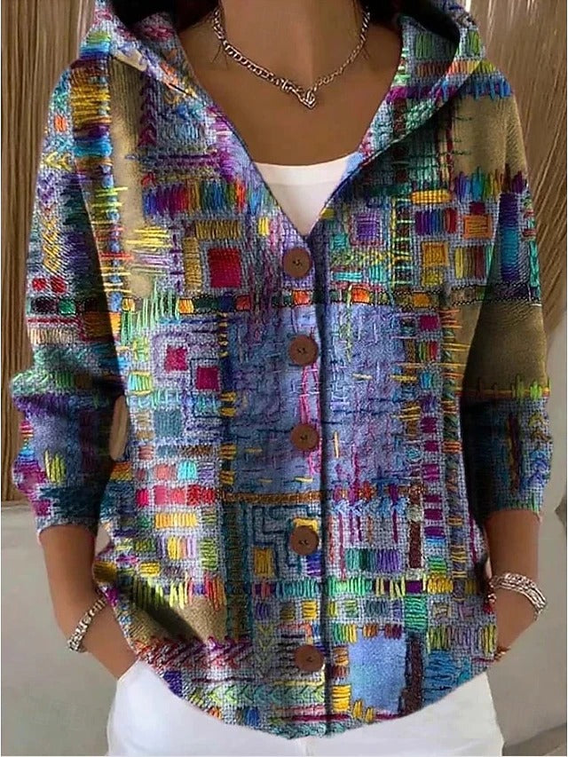 Women's Hooded Button Cardigan in Soft Knit Fabric – Elegant Everyday Layering Piece for Spring and Autumn | Koossa