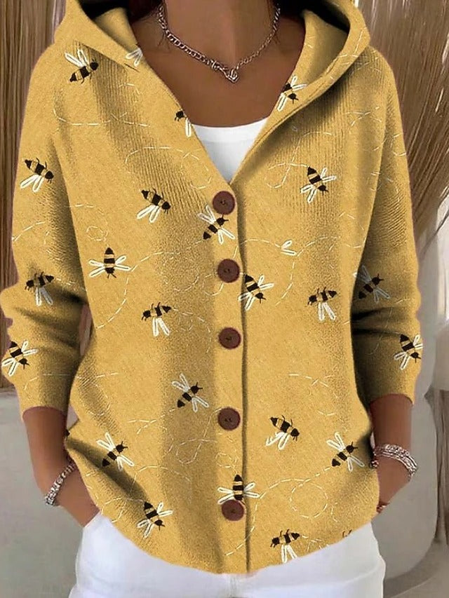 Women's Hooded Button Cardigan in Soft Knit Fabric – Elegant Everyday Layering Piece for Spring and Autumn | Koossa