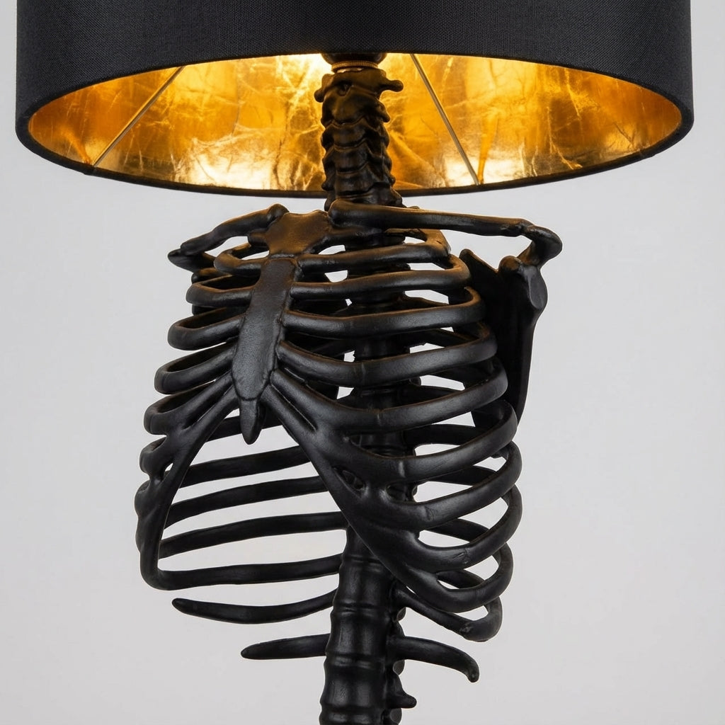 Skeleton Rib Cage Table Lamp, 13.8 in Black Resin Gothic Desk Lamp for Bedside, Nightstand, Bookshelf, Home Office & Moody Decor | Lonoma