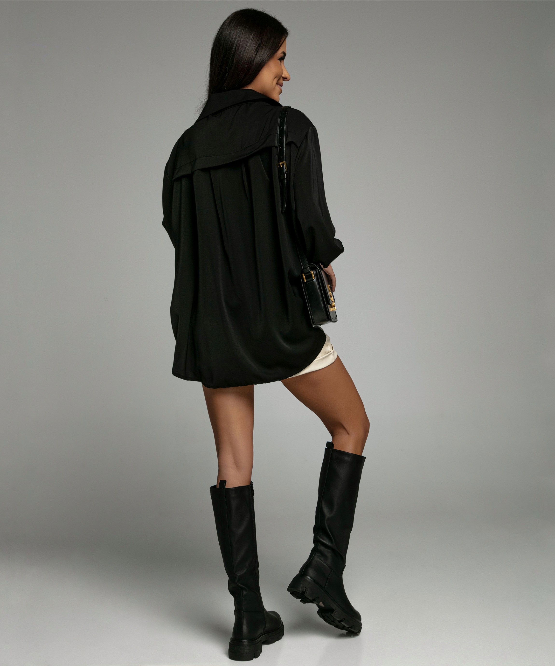 Women's Black Knee-High Boots with Chunky Sole — Classic Statement Boots for Autumn & Winter | Koossa