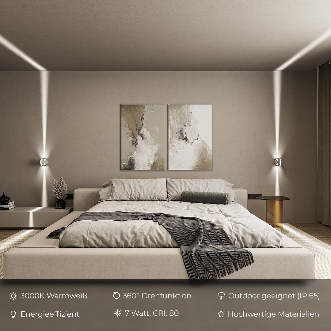 Applique murale LED orientable 360° aluminium blanc chaud éclairage d'accentuation mural intérieur moderne | Koossa