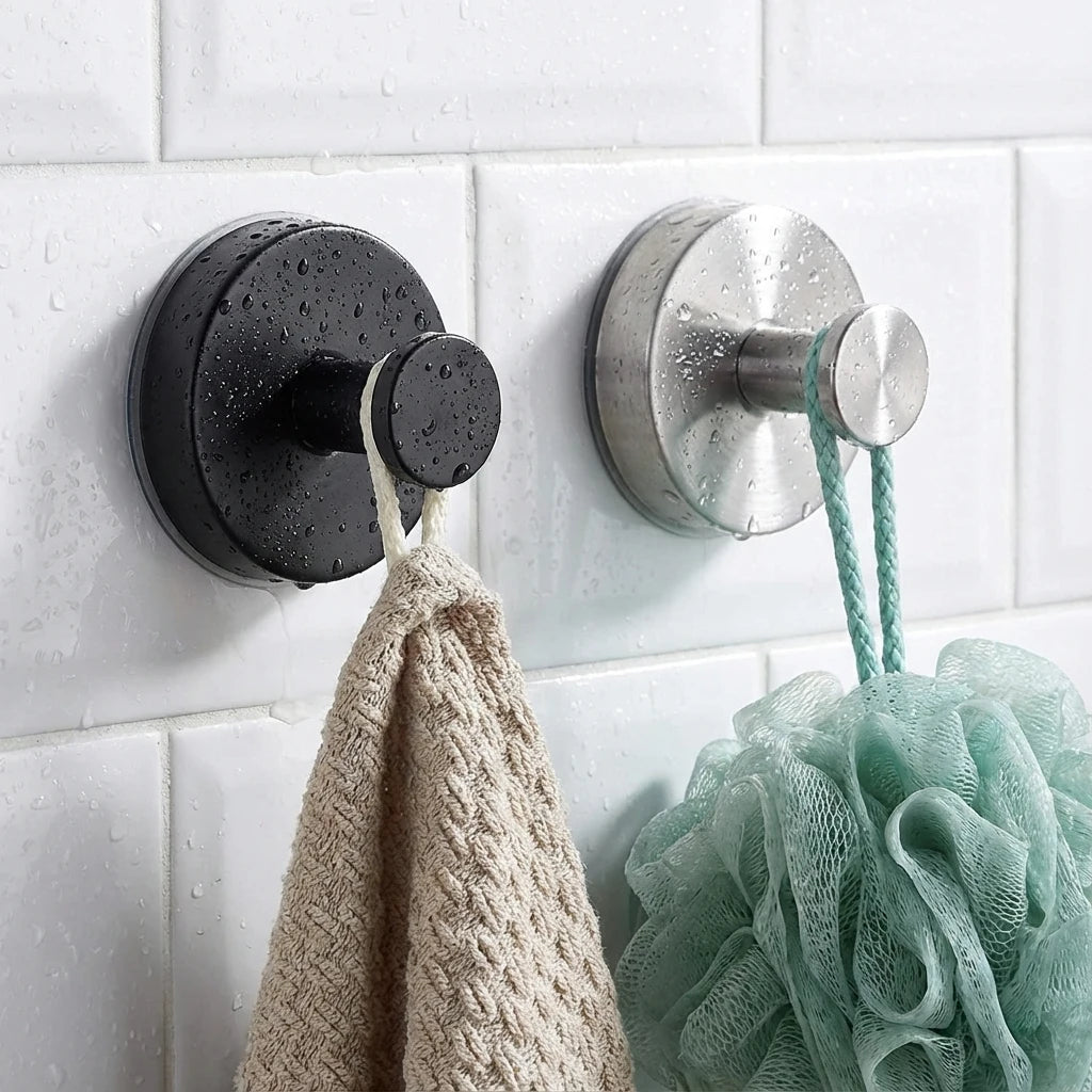 Crochets ventouse acier inoxydable 6×6 cm sans perçage salle de bains cuisine patères murales métal lot de 4 | Koossa
