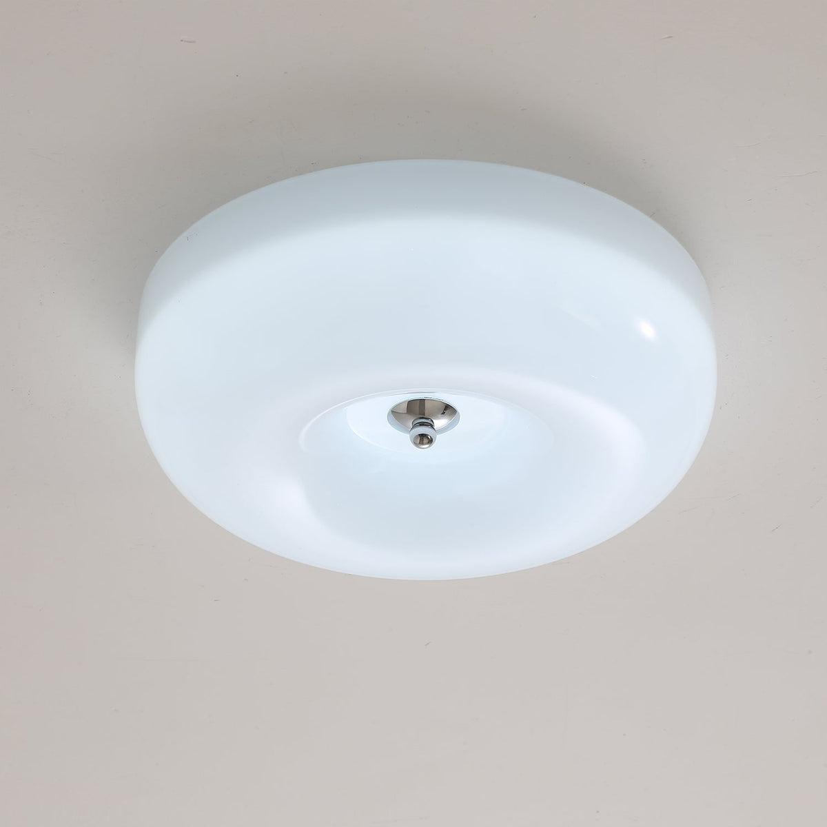Flush Mount LED Ceiling Light with Swirled Glass Shade – Modern Low Profile Design for Bedroom, Hallway, Kitchen – Chrome Finish | Lonoma